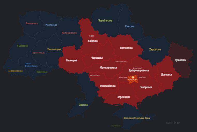 Карта повітряної тривоги онлайн